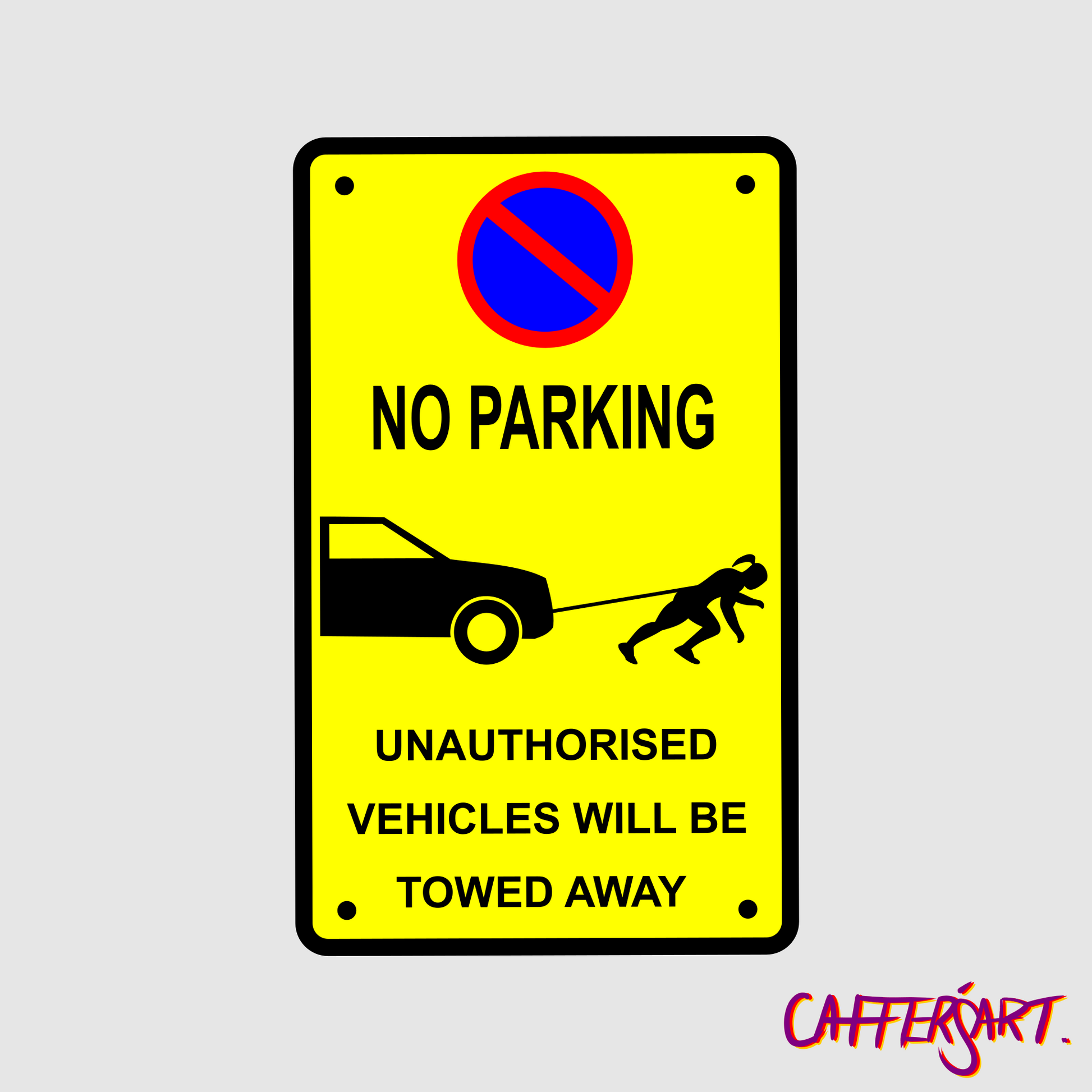 No Parking car pull strongwoman vinyl sticker