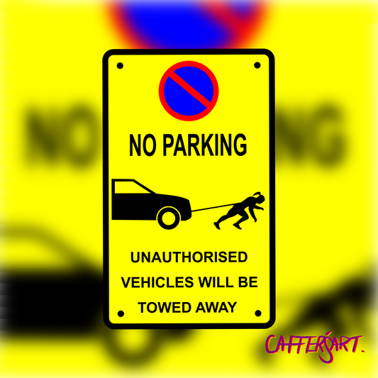 No Parking car pull strongwoman vinyl sticker